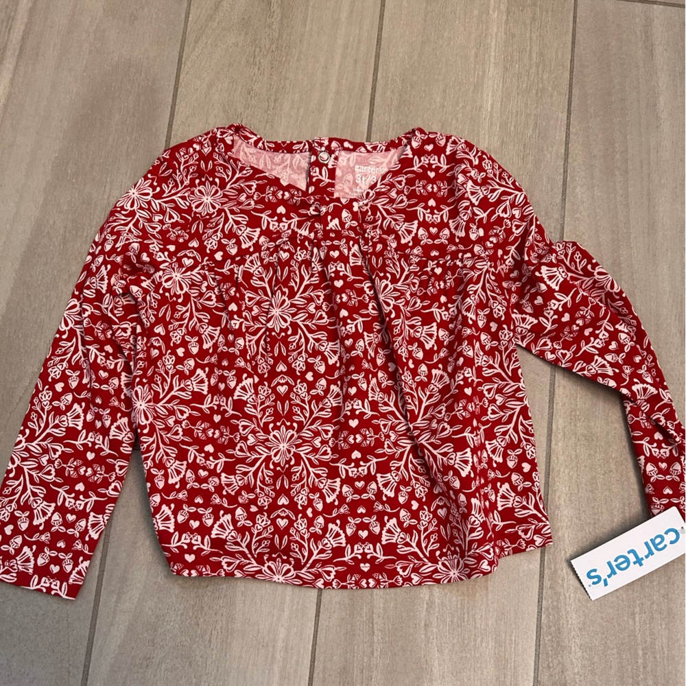 Carter's Red and White Floral Long Sleeve Tee